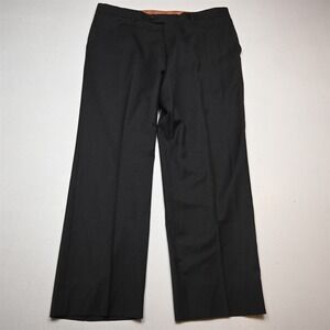 Bespoke 36x30 Gray Sharkskin Wool Flat Front Classic Full Cut Dress Mens Pants